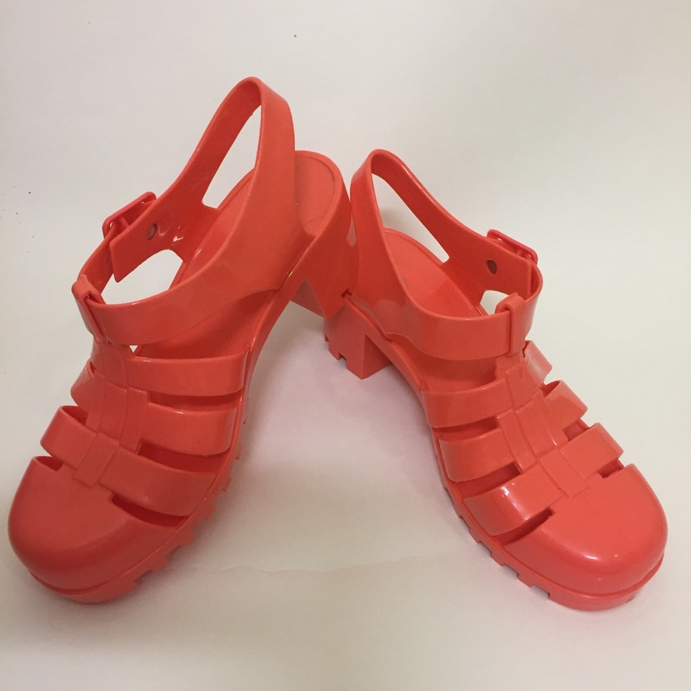 Kalli Coral Chunky Jelly Heels Size 8